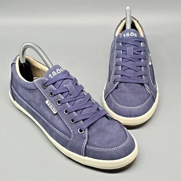 Taos Moc Star 2 Indigo Distressed Canvas Lace Up Shoes Women's Size 8 - Picture 2 of 12